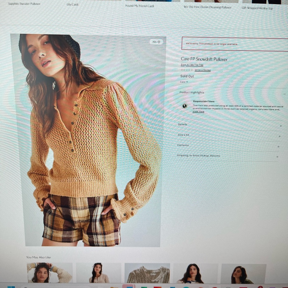 Free People Beige V-Neck Sweater